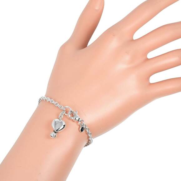 TIFFANY Authentic Silver Heart Charm Bracelet - Picture 2 of 7